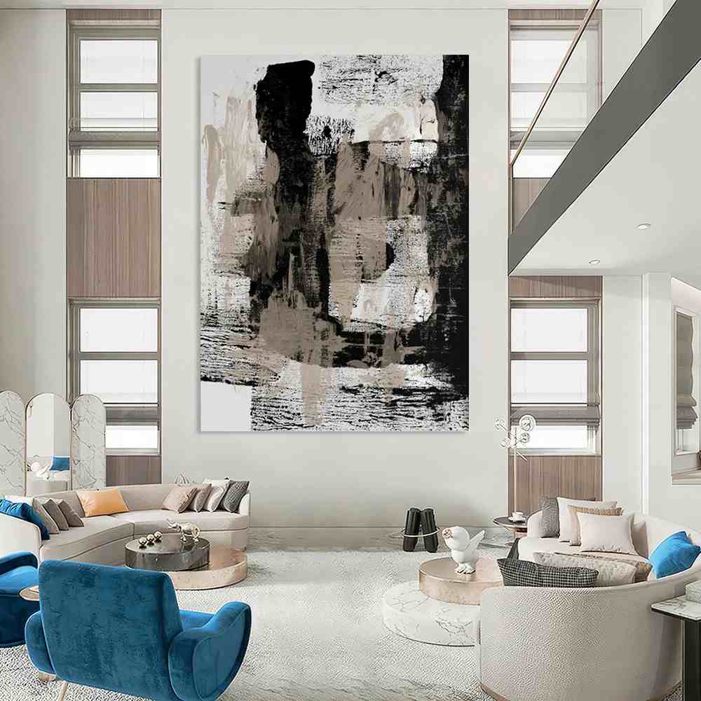Painting Original Blue Scenic Soft Abstract Canvas Wall Art R2EF3